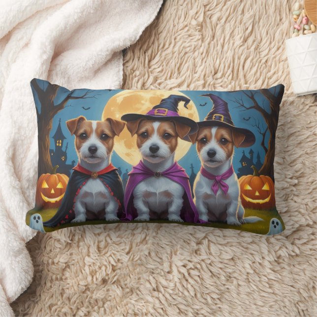 Jack Russell Hundar Pumpkin Halloween Funny Lumbarkudde (Filt)