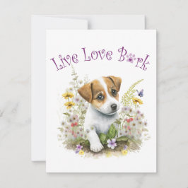 Jack Russell Hundmamma Blommig Anteckningskort