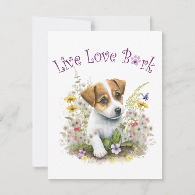 Jack Russell Hundmamma Blommig Anteckningskort (Framsida)
