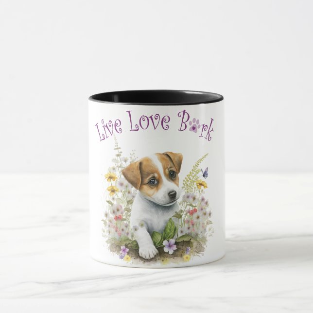 Jack Russell Hundmamma Blommig Mugg (Center)