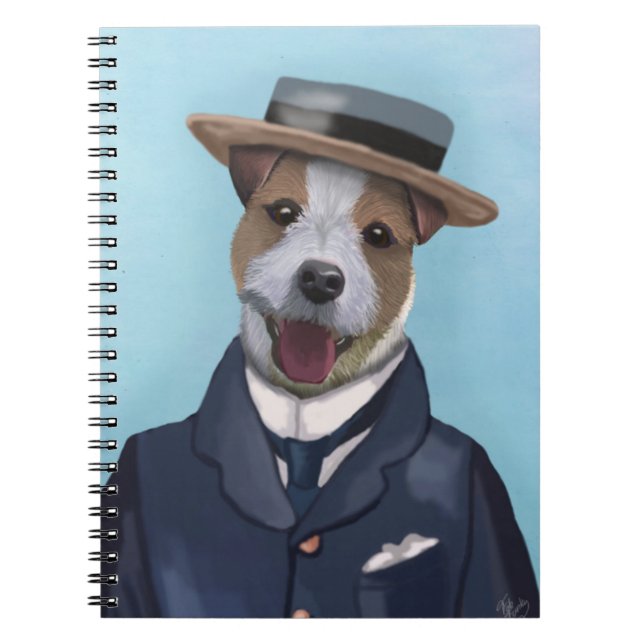 Jack Russell i Boater Anteckningsbok Med Spiral (Framsidan)