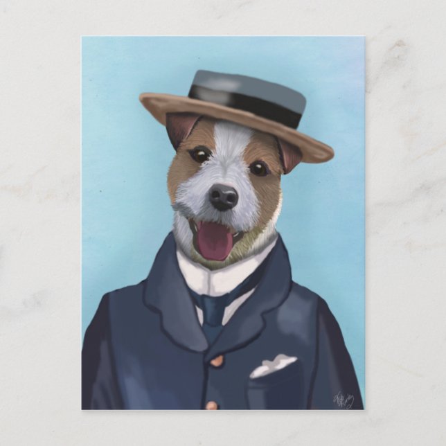 Jack Russell i Boater Vykort (Framsida)