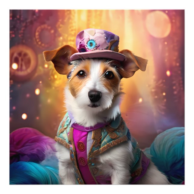Jack Russell i Colorful Costume Fototryck (Framsidan)