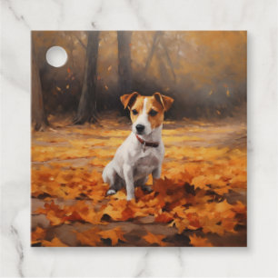 Jack Russell i Höst löv Fall Inspire Gåvor Etiketter