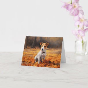 Jack Russell i Höst löv Fall Inspire Kort