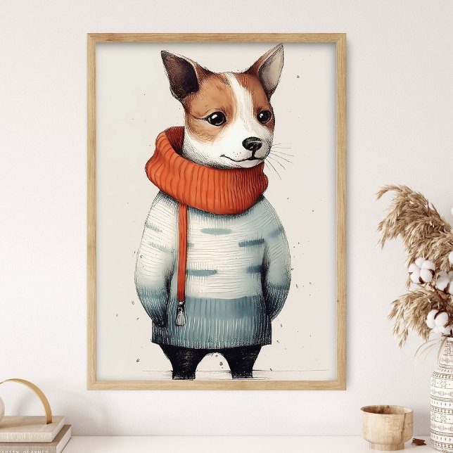 Jack Russell i tryckt mönstrad tröja, Roligt Hund  Poster (Skapare uppladdad)