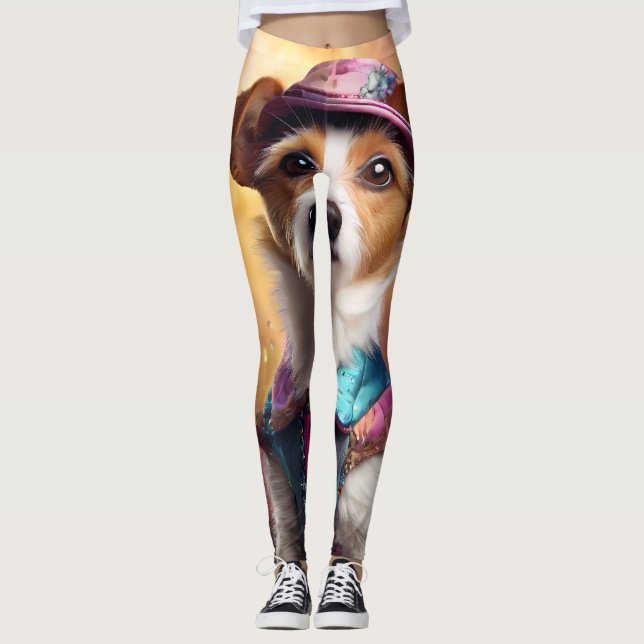 Jack Russell i Vibrant Costume Leggings (Framsida)
