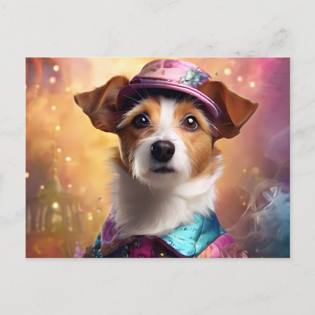 Jack Russell i Vibrant Costume Vykort (Framsida)