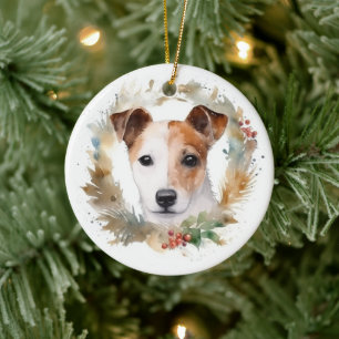 Jack Russell jul, andningsfag Valp Julgransprydnad Keramik