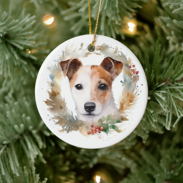 Jack Russell jul, andningsfag Valp Julgransprydnad Keramik (Träd)