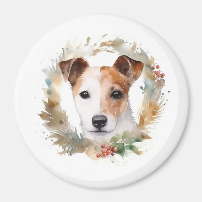 Jack Russell jul, andningsfag Valp Magnet (Framsidan)
