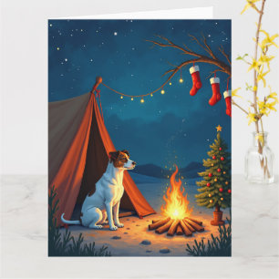 Jack Russell Jul Camping Natt Målning Kort