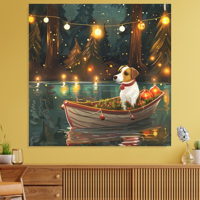 Jack Russell jul Festive Voyage Canvastryck (Insitu (Vardagsrum))