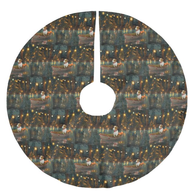 Jack Russell jul Festive Voyage Julgransmatta Borstad Polyester (Framsidan)