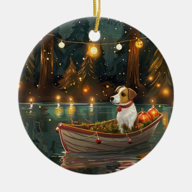 Jack Russell jul Festive Voyage Julgransprydnad Keramik (Framsidan)
