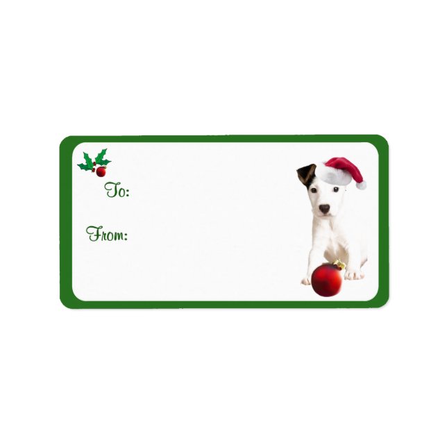 Jack Russell jul Gift Märkre Stickers Adressetikett (Framsidan)