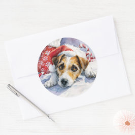 Jack Russell julrunt dekal Runt Klistermärke