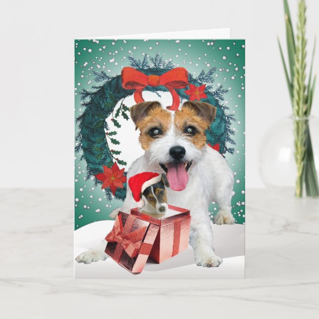 Jack Russell-jultider Helgkort (Framsida)