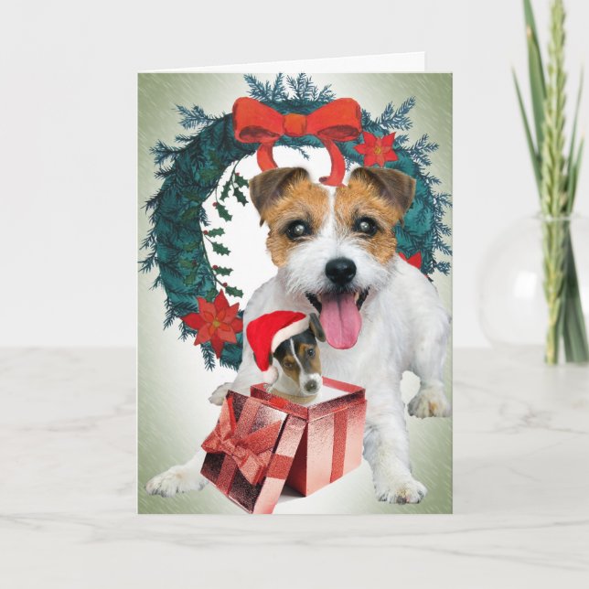 Jack Russell-jultider Helgkort (Framsida)
