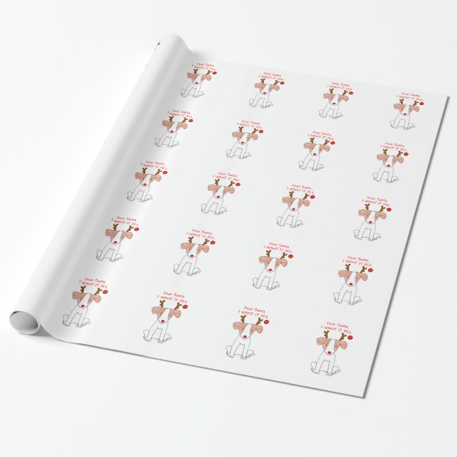 Jack Russell kära Santa…., Presentpapper (Utrullad)