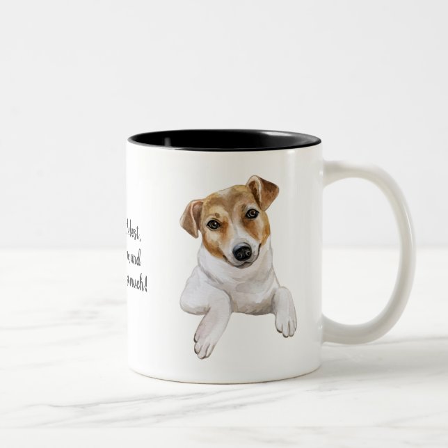 Jack Russell L I kärlek du l Personalize. Två-Tonad Mugg (Höger)
