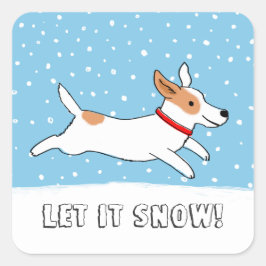 Jack Russell Låt det snöa | Anpassningsbar för aku Fyrkantigt Klistermärke