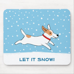 Jack Russell Låt det snöa Hund Winter Helgdag Musmatta