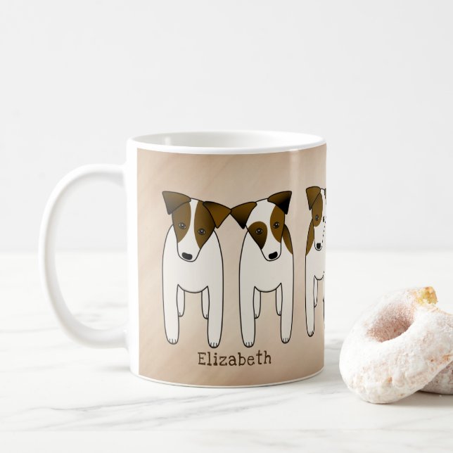 Jack Russell-linje upp Söt hundar personlig Kaffemugg (Med munk)
