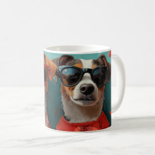 Jack Russell med hjärtrusor Alla hjärtans dag Kaffemugg