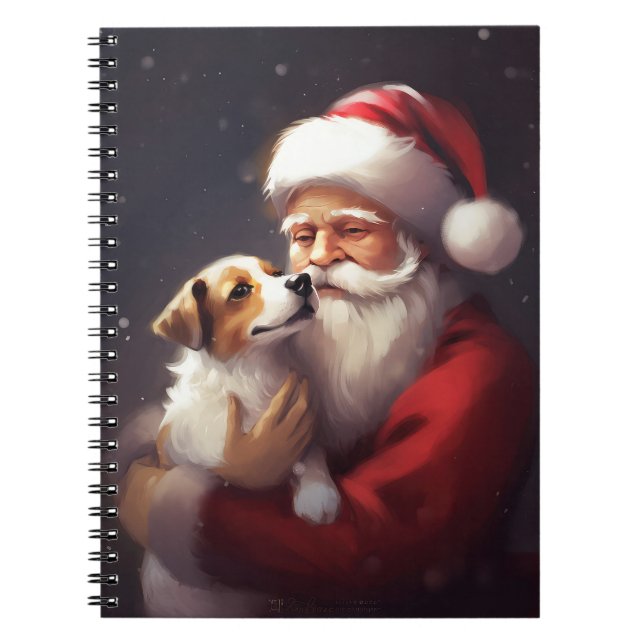 Jack Russell med Jultomten julafton Anteckningsbok (Framsidan)