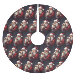 Jack Russell med Jultomten julafton Julgransmatta Borstad Polyester