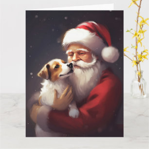 Jack Russell med Jultomten julafton Kort