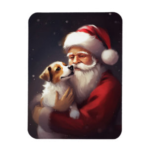 Jack Russell med Jultomten julafton Magnet