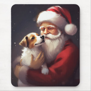 Jack Russell med Jultomten julafton Musmatta