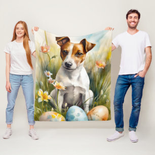 Jack Russell med påskägg Fleecefilt