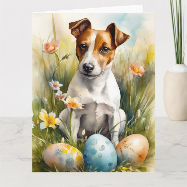 Jack Russell med påskägg Kort (Framsida)
