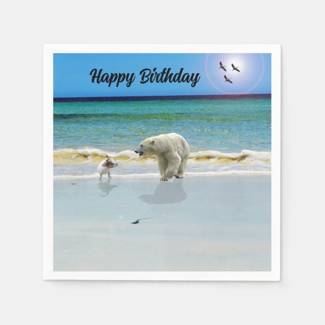 Jack Russell Meet Polar Bear Birthday Pappersserve Pappersservett (Framsidan)
