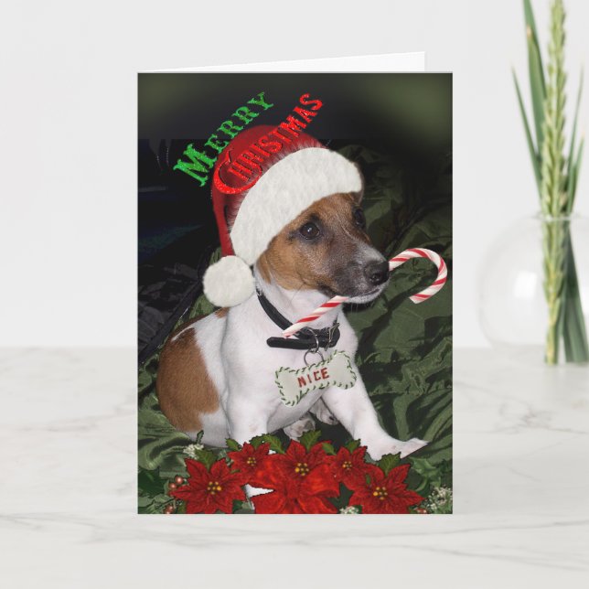 Jack Russell Naughty eller Nice-kort Helgkort (Framsida)