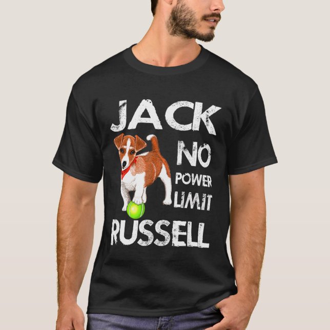 Jack Russell no Power Limit for Hund T Shirt (Framsida)