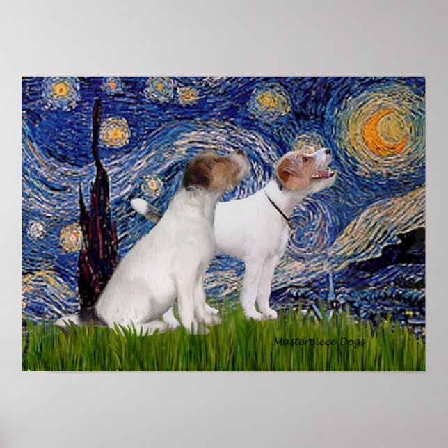 Jack Russell Pair 4 - Starry Natt Poster (Framsidan)