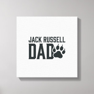 Jack Russell Pappa Vintage Paw Print T-Shirt Desig Canvastryck