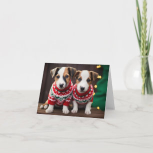Jack Russell Puppies in jul Sweaters Card Kort