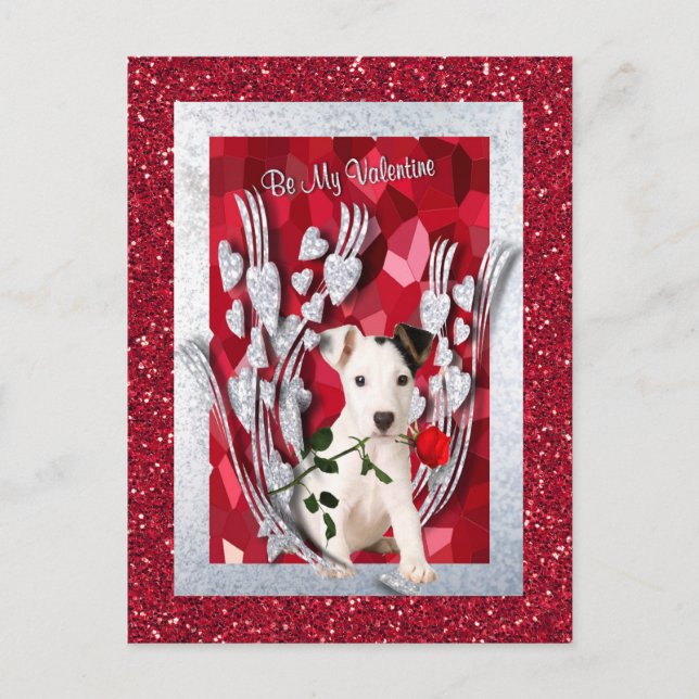Jack Russell Puppy är min Valentine version 2 Helg Vykort (Framsida)