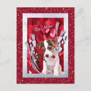 Jack Russell Puppy BE Mine Valentine Postcard Helg Vykort