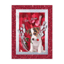 Jack Russell Puppy BE Mine Valentine Postcard
