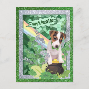 Jack Russell Puppy Number 1 Lycklig St patricks da Vykort