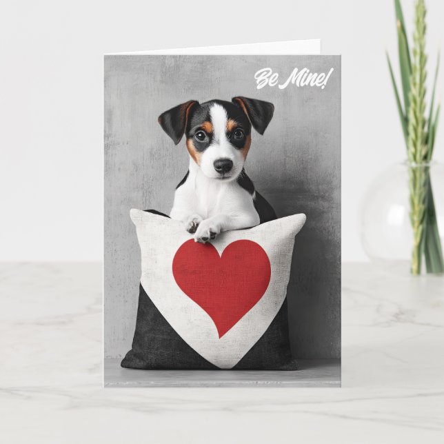 Jack Russell Puppy Valentine Card Tack Kort (Framsida)