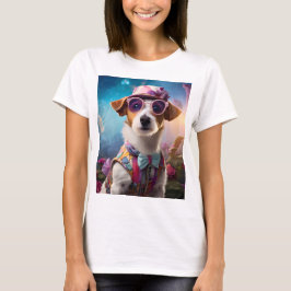 Jack Russell, Rosa glasögon och rosa hat T Shirt