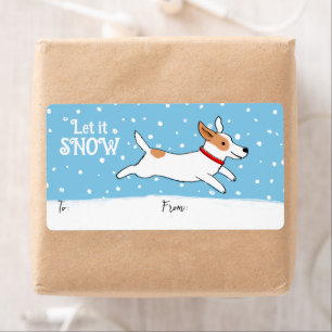 Jack Russell Snö Hund jul Helgdag Gift Fraktsedel