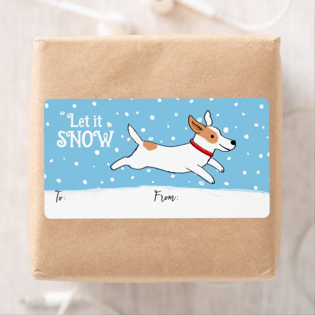 Jack Russell Snö Hund jul Helgdag Gift Fraktsedel (Insitu)